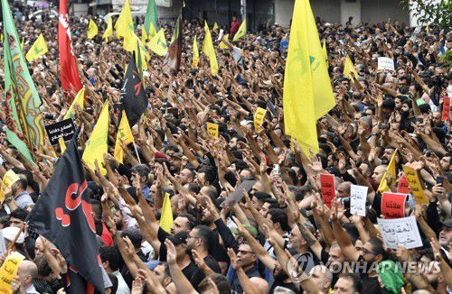 레바논의 헤즈볼라 지지자들[EPA 연합뉴스 자료사진. 재판매 및 DB 금지]