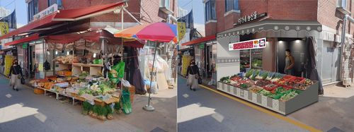 야채가게 개선 전(왼쪽)과 개선 후 구상도(오른쪽)[송파구 제공. 재판매 및 DB 금지]