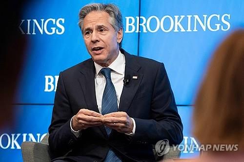 발언하는 블링컨[워싱턴 AFP=연합뉴스. 재판매 및 DB 금지]