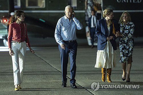 조 바이든 미국 대통령 부부와 가족들[AP 연합뉴스 자료 사진. 재판매 및 DB 금지]