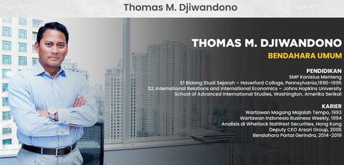 토마스 지완도노 인도네시아 신임 재무부 차관[그린드라당 홈페이지 캡처. 재판매 및 DB 금지]