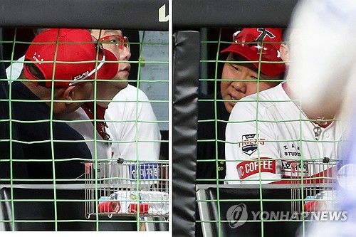 이범호 감독, 조기 강판시킨 양현종 위로(광주=연합뉴스) 조남수 기자 = 17일 광주기아챔피언스필드에서 열린 프로야구 삼성 라이온즈와 KIA 타이거즈의 경기. KIA 이범호 감독이 5회초 2사 1, 2루 삼성 6번 김영웅 타석 때 교체돼 물러난 양현종을 위로하고 있다. 2024.7.17 iso64@yna.co.kr