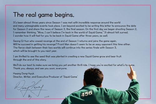 황동혁 감독이 팬들에게 보낸 영문 편지 [넷플릭스 웹사이트(Tudum by Netflix) 제공. 재판매 및 DB 금지]