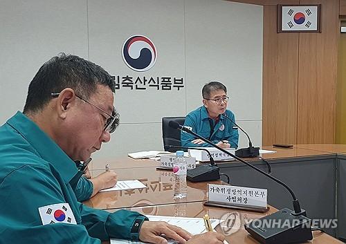 이천 젖소농장 럼피스킨 발생 차단 대응 회의(서울=연합뉴스) 경기도 이천시 소재 젖소농장에서 럼피스킨(LSD) 양성이 확인된 31일 세종시 농림축산식품부에서 최정록 방역정책국장 주재로 가축질병방역대책본부 회의가 열리고 있다. 2024.8.31 [농림축산식품부 제공. 재판매 및 DB 금지] photo@yna.co.kr