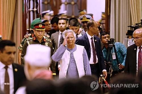 무함마드 유누스 방글라데시 과도정부 수장.[로이터 연합뉴스 자료사진. 재판매 및 DB 금지]