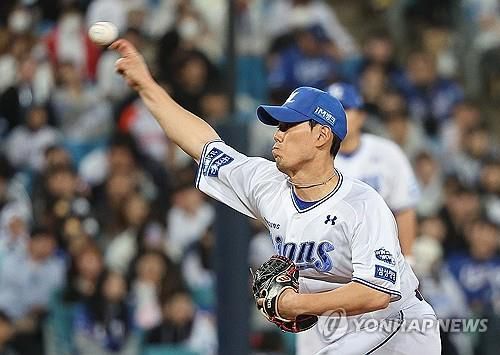 삼성 마무리 투수로 자리 잡은 김재윤[연합뉴스 자료사진]