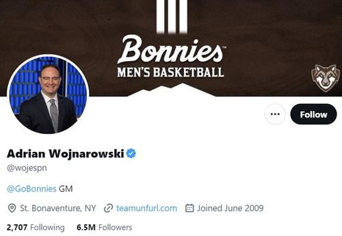 SNS에 소속을 세인트 보나벤처대로 바꾼 에이드리언 워즈나로스키 [에이드리언 워즈나로스키 트위터 캡처. 재판매 및 DB 금지]