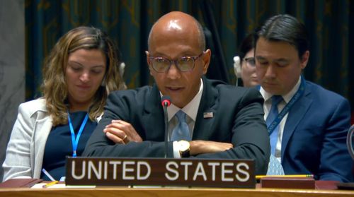 발언하는 로버트 우드 주유엔 미국 차석대사[유엔 웹TV 화면 캡처. 재판매 및 DB 금지]