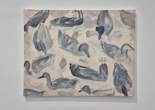 이강소의 '오리 그림'(서울=연합뉴스) 황희경 기자 = 국립현대미술관 서울관에서 11월1일 시작하는 이강소 개인전 '풍래수면시'에 전시된 '무제-89032'(1989). 2024.10.31.  zitrone@yna.co.kr