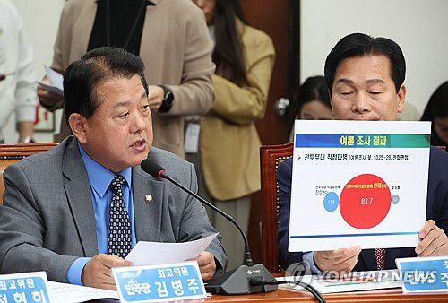 "파병 반대!"(서울=연합뉴스) 신준희 기자 = 더불어민주당 김병주 최고위원이 30일 국회에서 열린 최고위원회의에서 발언을 하고 있다. 2024.10.30 hama@yna.co.kr