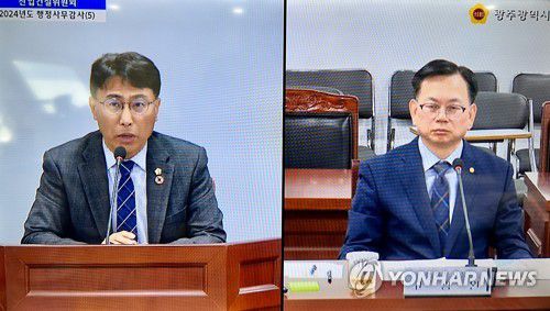 행정사무감사 출석한 고광완 광주시 행정부시장[광주시의회 행정사무감사 영상 캡처]