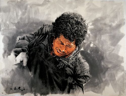 이상원 '동해인' 한지에 먹, 유화, 167x128cm, 1998[이상원미술관 제공. 재판매 및 DB 금지]