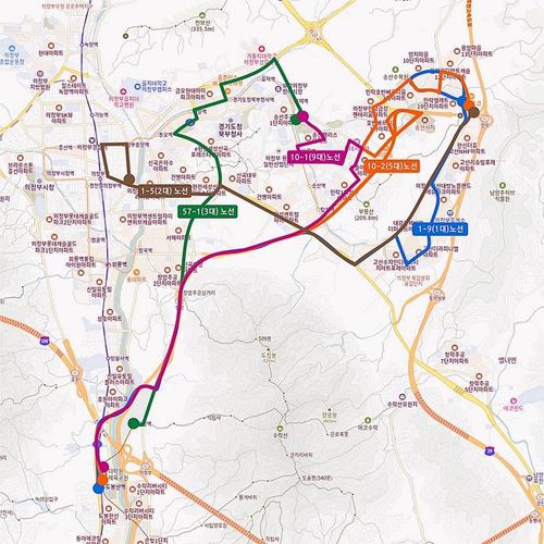 미세먼지 저감장치 장착 시내버스 노선도[의정부시 제공. 재판매 및 DB 금지]