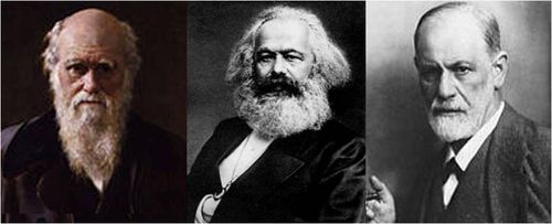 왼쪽부터 다윈, 마르크스, 프로이트