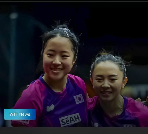 '영혼의 콤비' 신유빈(왼쪽)과 전지희[WTT 홈피 캡처. 재판매 및 DB 금지]