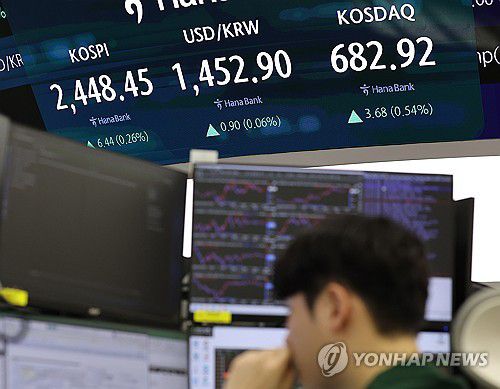 증시서울 중구 하나은행 딜링룸. [연합뉴스 자료사진]