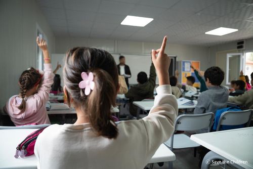 튀르키예 하타이주 컨테이너 교실에서 공부하는 아이들[세이브더칠드런 제공. 재판매 및 DB 금지]