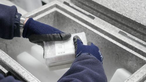 국가 통합 바이오 빅데이터 구축사업 인체자원(청주=연합뉴스) 국립중앙인체자원은행에서 국가 통합 바이오 빅데이터 구축사업을 통해 처음 입고된 인체자원을 11일 접수하고 있다. 2025.2.11. [질병관리청 제공. 재판매 및 DB 금지]