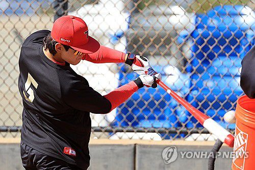 타격 훈련하는 김도영(어바인[미국 캘리포니아주]=연합뉴스) 신현우 기자 = KIA 타이거즈 내야수 김도영이 10일(현지시간) 미국 캘리포니아주 어바인 그레이트 파크 베이스볼 콤플렉스에서 열린 1차 스프링캠프에서 타격 훈련하고 있다. 2025.2.11 nowwego@yna.co.kr