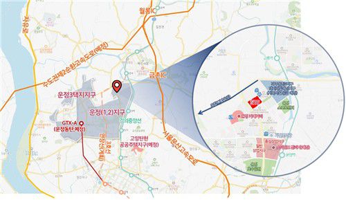 파주운정3지구 A3블록 입지[한국토지신탁 제공. 재판매 및 DB 금지]