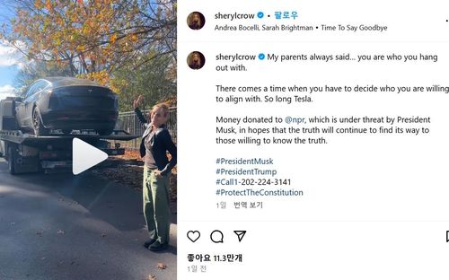 미국 싱어송라이터 셰릴 크로가 인스타그램에 올린 글과 영상[인스타그램 게시물 캡처. 재판매 및 DB 금지]