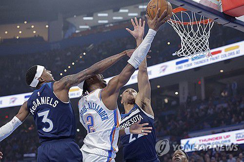 공격하는 샤이 길저스알렉산더[Imagn Images=연합뉴스. 재판매 및 DB금지]