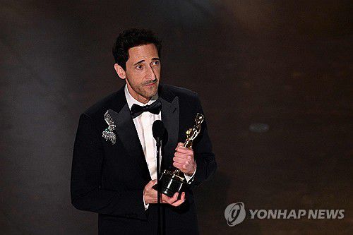 에이드리언 브로디, 제97회 미국 아카데미 남우주연상 수상[AFP=연합뉴스]