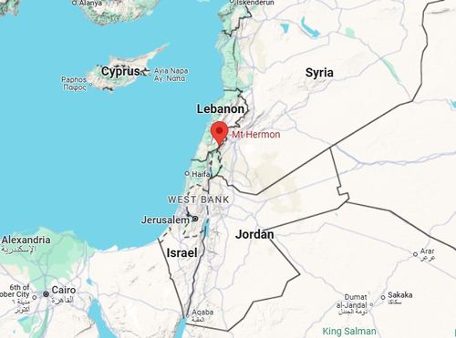 시리아 남부에 있는 헤르몬산 [세계지도 캡처. 재판매 및 DB 금지]