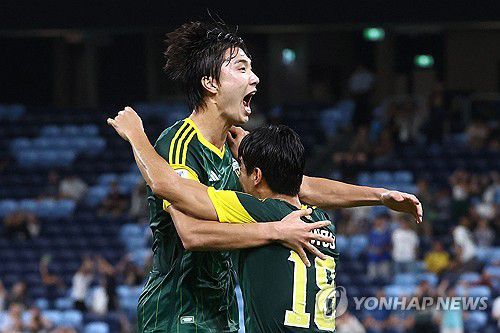 골세리머니를 펼치는 전진우[AFP=연합뉴스]