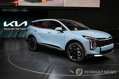 지난해 LA 오토쇼에 전시된 기아 스포티지 하이브리드[로이터 연합뉴스 자료사진. 재판매 및 DB 금지]