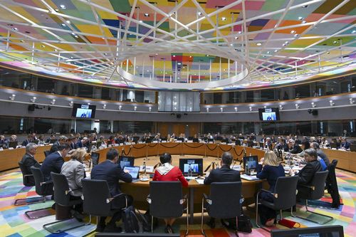 EU 외교장관회의(브뤼셀=연합뉴스) 17일(현지시간) 벨기에 브뤼셀에서 열린 EU 27개국 외교장관회의. 2025.3.17 photo@yna.co.kr [EU 제공. 재판매 및 DB 금지]