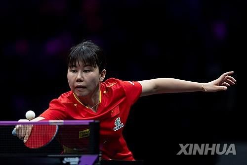 WTT 챔피언스 충칭에 출전한 천싱퉁의 경기 장면 [신화=연합뉴스. 재판매 및 DB 금지]