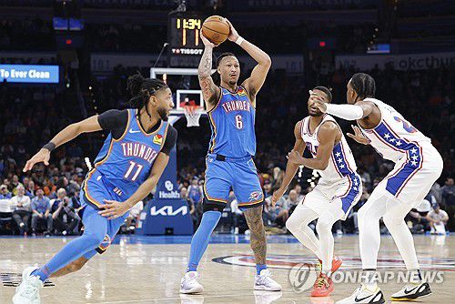 공을 잡은 제일런 윌리엄스[Imagn Images=연합뉴스]