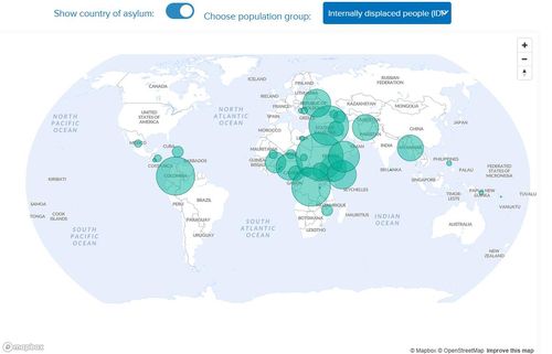 2024년 6월 현재 전 세계 국내실향민(IDP) 분포[유엔난민기구(UNHCR) 홈페이지 캡처=연합뉴스]