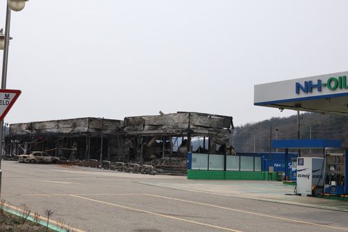 영덕 7번 국도 옆 주유소 인근 피해 현장[촬영 손대성]