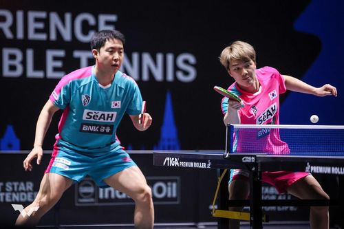 WTT 인도 대회 남자복식에 출전한 임종훈(왼쪽)과 안재현[WTT 페이스북 캡처. 재판매 및 DB 금지]