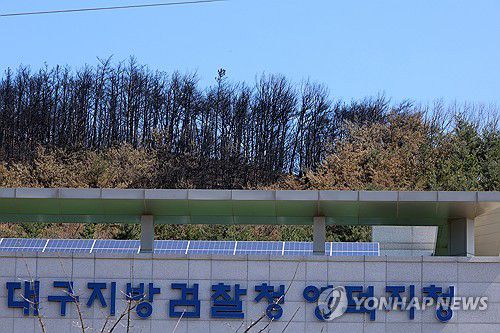 대구지검 영덕지청도 한때 위험(영덕=연합뉴스) 손대성 기자 = 31일 경북 영덕군 영덕읍 대구지검 영덕지청 주변 산에 검게 탄 흔적이 남아 있다.     의성에서 시작된 경북산불은 지난 25일 영덕까지 번졌다. 2025.3.31 sds123@yna.co.kr