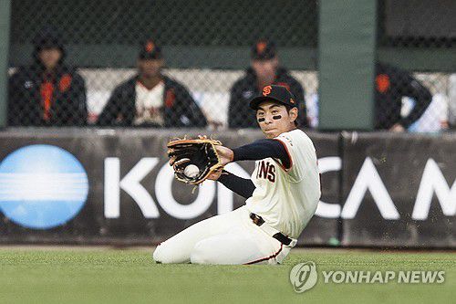 이정후의 슬라이딩 캐치[magn Images=연합뉴스]