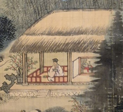 겸재 정선의 '여산초당' 속 붉은색을 사용한 초당의 모습