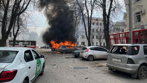 러시아의 탄도미사일 공격을 받은 우크라 북동부 수미주의 현장 모습[젤렌스키 대통령 엑스(X·옛 트위터) 캡처. 재판매 및 DB 금지]