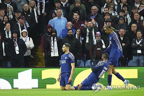 선제골 넣은 하키미의 골 세리머니[AP=연합뉴스]