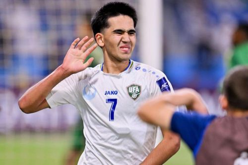 골세리머니를 펼치는 우즈베키스탄의 사드리딘 카사노프[AFC 제공. 재판매 및 DB 금지]