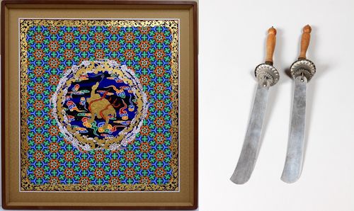 국가무형유산 보유자의 소장자료 왼쪽부터 고(故) 홍점석 단청장 보유자 '금단청 현무도', 김수악 진주검무 보유자 '진주검무 칼' [국립무형유산원 제공. 재판매 및 DB 금지]