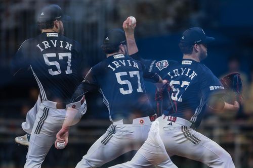 콜어빈의 투구 연속 동작[두산 베어스 제공. 재판매 및 DB 금지]