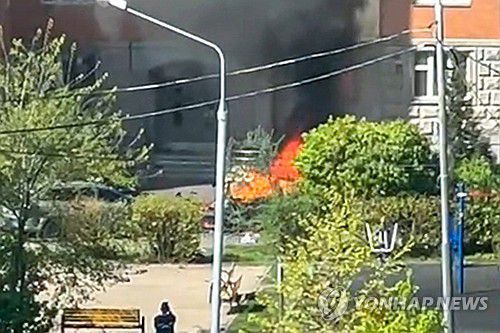 차량 폭발 사고 발생한 모스크바 인근 발라시하[타스 연합뉴스. 재판매 및 DB 금지]