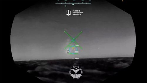 우크라이나가 공개한 러시아 전투기 격추 영상[우크라이나 국방부 정보총국 제공·재판매 및 DB 금지]