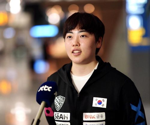 세계탁구선수권 출전 각오를 밝히는 유한나[촬영 이동칠]