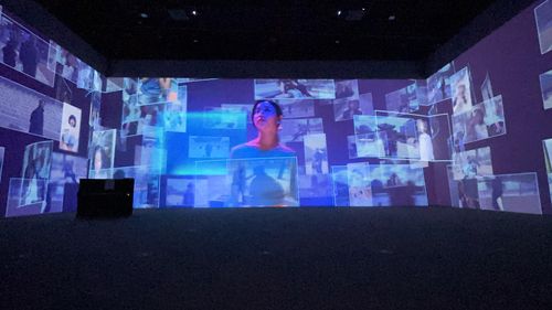 "같은 시간 속의 선율"(오사카=연합뉴스) 차대운 기자 = 13일 일본 오사카에서 개최 중인 '2025 오사카 간사이 엑스포' 한국관에서 '같은 시간 속의 선율" 전시관 영상물이 상영되고 있다. 2025.5.14  cha@yna.co.kr