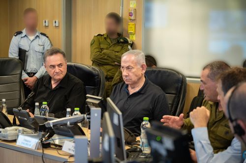 예멘 공습 지켜보는 이스라엘 지도부[엑스 @Israel_katz 캡처. 재판매 및 DB 금지]