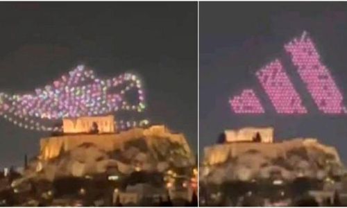 아크로폴리스 모욕 논란 휩싸인 아디다스 드론쇼[그리스 일간지 카티메리니 홈페이지 캡처. 재판매 및 DB 금지]